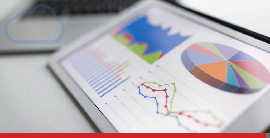 Tablet showing a business statistic chart.