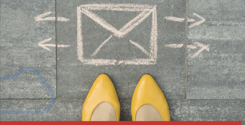 Female feet with abstract envelope message letter with arrows in different directions Stock Photo, ft. background & communication