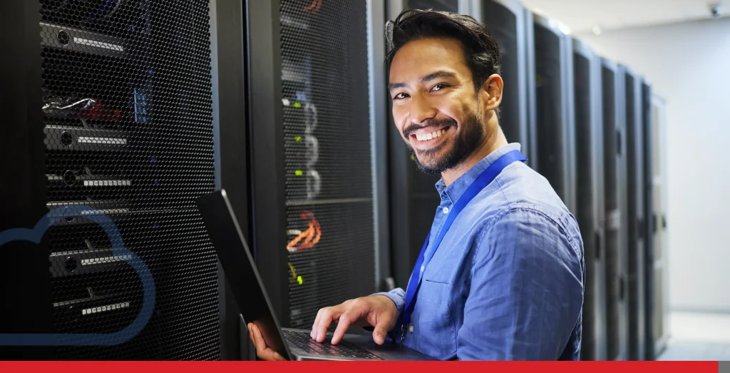 Man, engineering computer and server room, data center and portrait for system solution, electricia Stock Photo, ft. asian & career - Envato