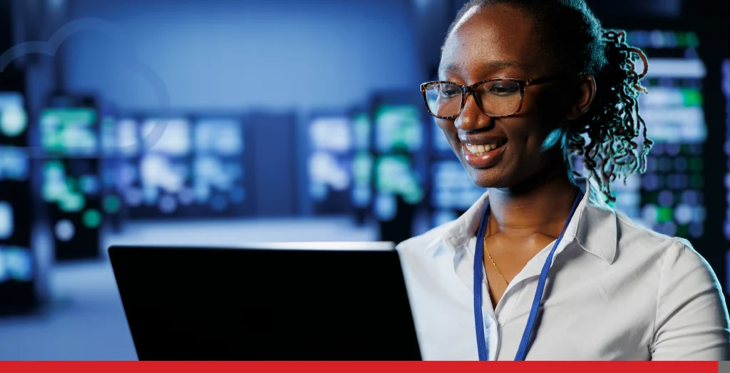 Woman in data center with laptop Stock Photo, ft. admin & african american - Envato