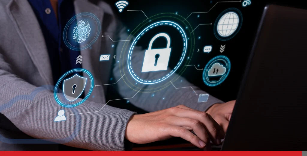 Écran transparent avec un concept de cyber sécurité avancée, protection des données et cryptage, authentification biométrique, image d’archives - Envato
