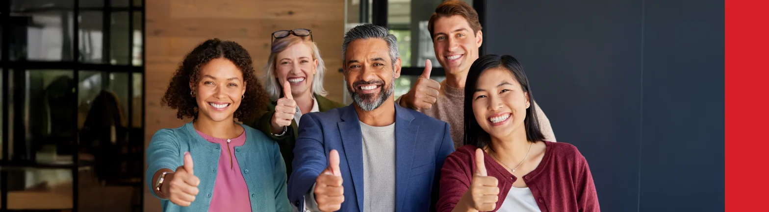 Portrait of successful and smiling business team with thumbs up Stock Photo, ft. happy employees & lead generation - Envato