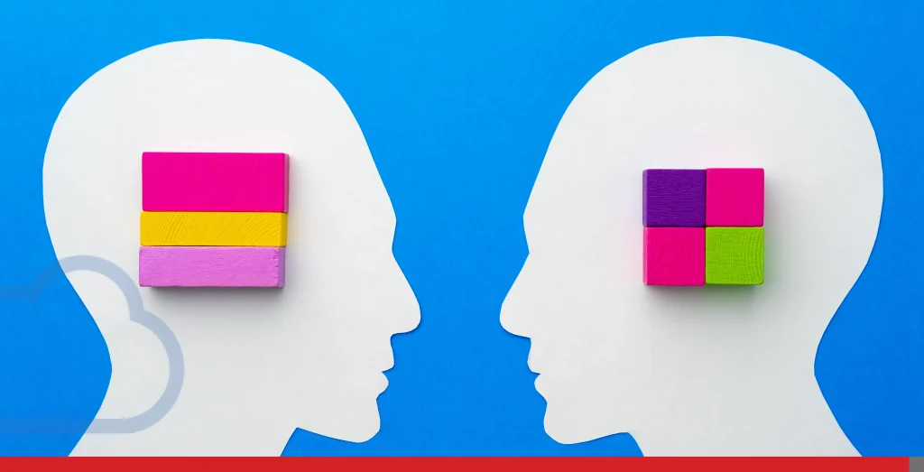 Papercut silhouette of human head with colorful constructor pieces Stock Photo, ft. emotional intelligence & mental health at work - Envato