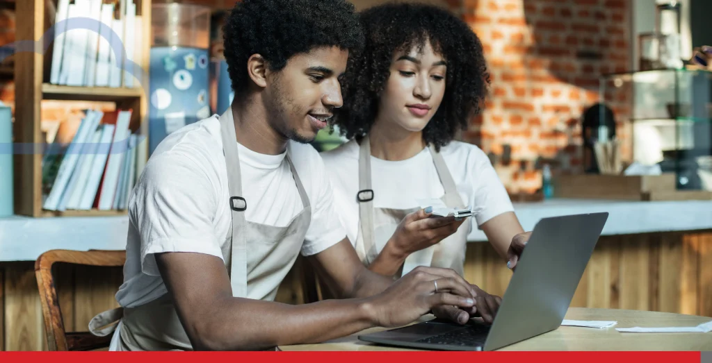 After pandemic reality, paying bills, taxes and bookkeeping for family small businesses Stock Photo, ft. african american & app - Envato
