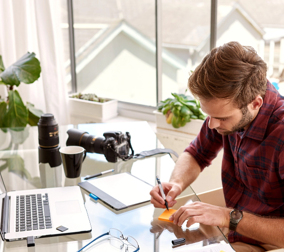 person on computer looking up domain